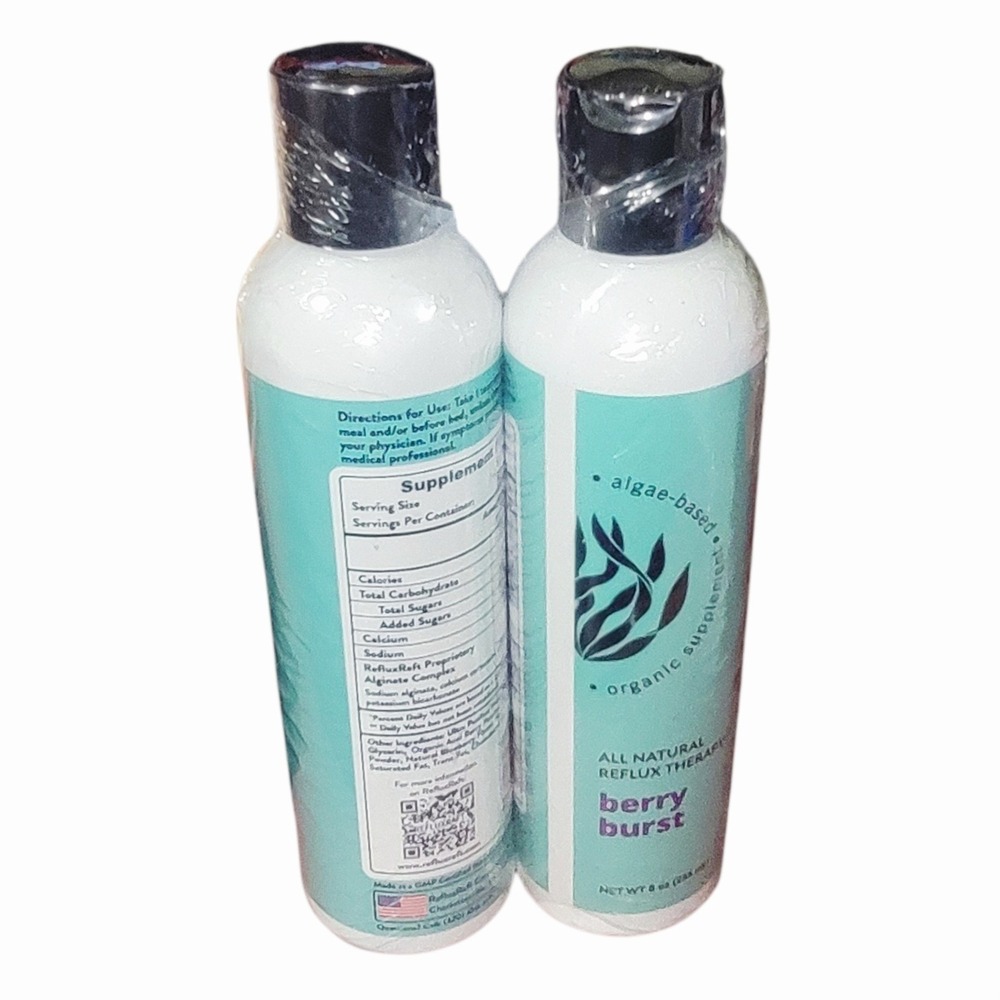 RefluxRaft Berry Burst Acid Reflux Therapy Organic Alginate 8 oz Lot of 2
